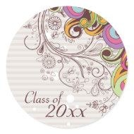 Funky color floral swirls graduation stickers zazzle_sticker