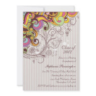 Funky color swirls graduation party announcement zazzle_invitation