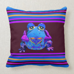 Funky Colorful Frog Blue Purple Funny Gifts Pillows