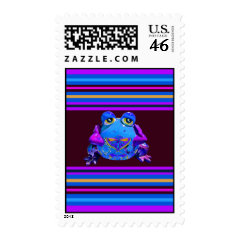 Funky Colorful Frog Blue Purple Funny Gifts Postage Stamps