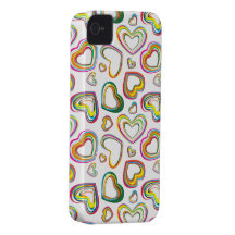 Funky Colorful Hearts iPhone 4 Case