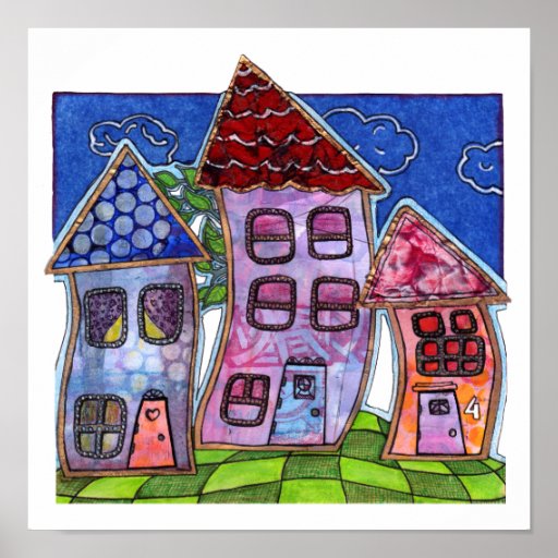 Funky Colorful Houses Poster Zazzle