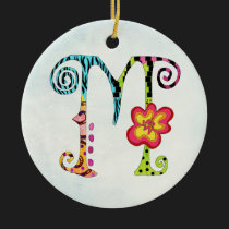 Funky Colorful Monogramed M ornament ornaments