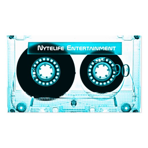 Funky Cool Aqua Mixtape Business Card Templates (front side)