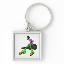 Funky Cool Guitar Disco Comic Character Key Chain