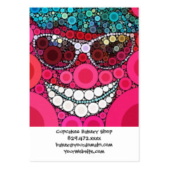 Funky Cool Smiling Face Sunglasses Hat Pink Blue Business Card Templates