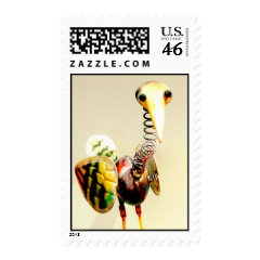 Funky Crane Bird Metal Garden Ornament Folk Art Postage Stamp