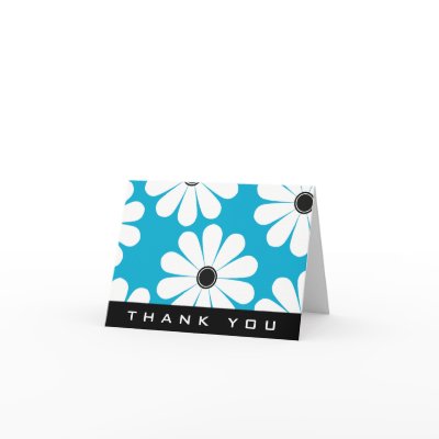 Funky Daisies (Blue) Thank You Card by teeboutique