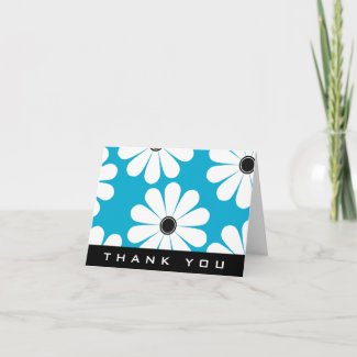 Funky Daisies (Blue) Thank You Card card