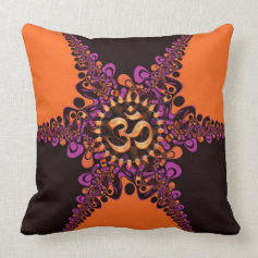 Funky Dark Chocolate Pink Orange OM Sign Cushion Throw Pillow