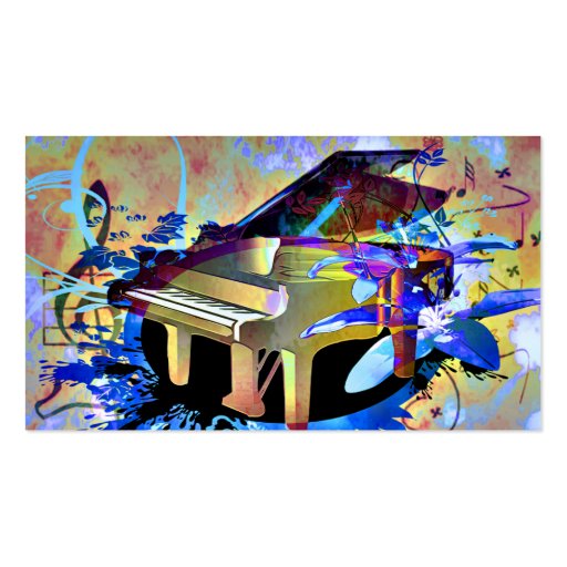 Funky Digitally Colored Piano Business Card Template