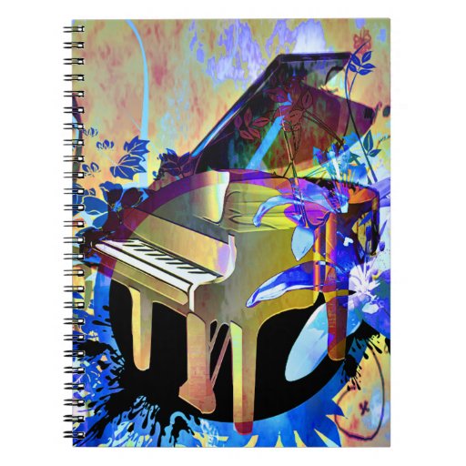 Funky Digitally Colored Piano Spiral Notebook Zazzle