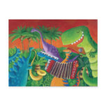 Funky Dinosaur Band Post Cards