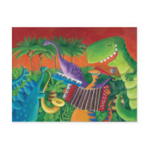 artsprojekt, dino, dinosaur, t-rex, funky dino, musical dino, funky dinosaurs, musical dinosaurs, funky dinosaur, musial dinosaur, dinosaur band, music, jazz, funk, rock, Postcard with custom graphic design