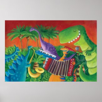Funky Dinosaur Band Poster