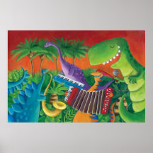 Funky Dinosaur Band Poster