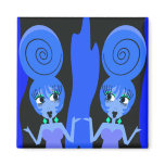 Funky Diva Twins Blue Magnet