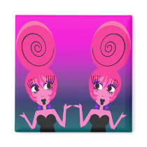 Funky Diva Twins Magnet by Derora Funky Diva Twins Magnet