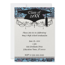 funky doodle circles grad graduation announcement