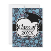funky doodle circles grad graduation custom announcement