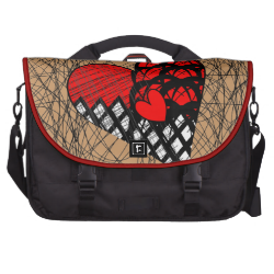 Funky Doodle Pattern Love Hearts Red Black Laptop Bag