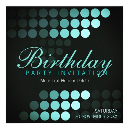 Funky Dots Blues Birthday Party Invitation