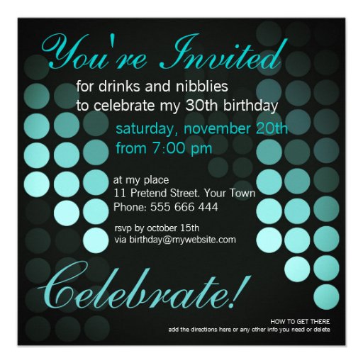 Funky Dots Blues Birthday Party Invitation