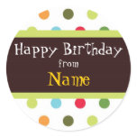 Funky Dots Customizable Birthday Label Stickers