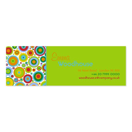 Funky Dots Green Business Cards (front side)