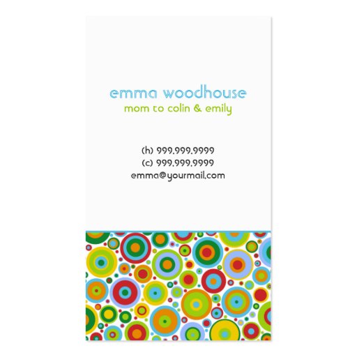 "Funky Dots 'n' Stripes" Mommy Business Card (front side)