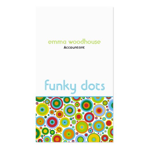 Funky Dots 'N' Stripes Vertical Business Card (front side)