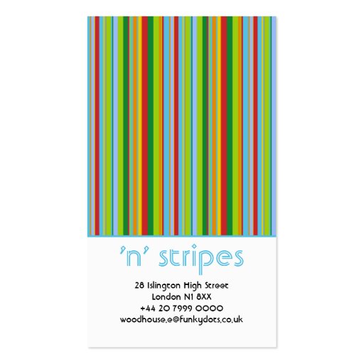 Funky Dots 'N' Stripes Vertical Business Card (back side)