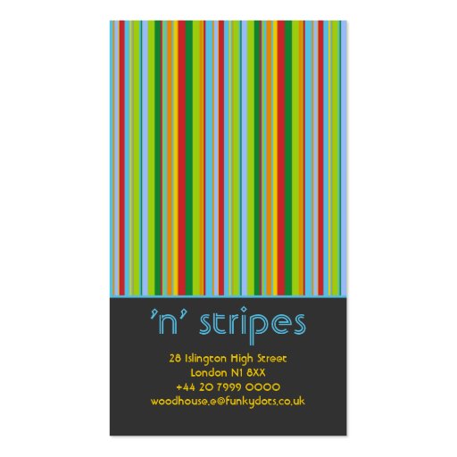 Funky Dots 'N' Stripes Vertical Dark Grey Business Card Templates (back side)