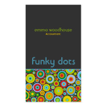 Funky Dots 'N' Stripes Vertical Dark Grey Business Card Templates