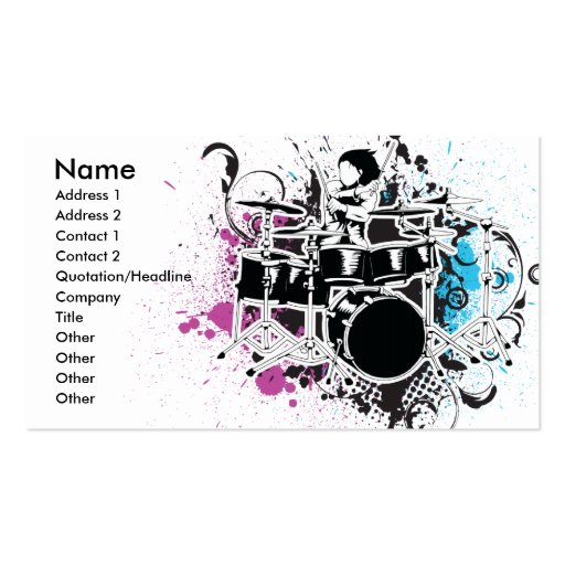 funky drummer vector design business card templates (front side)