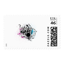 funky drummer vector design postage stamps