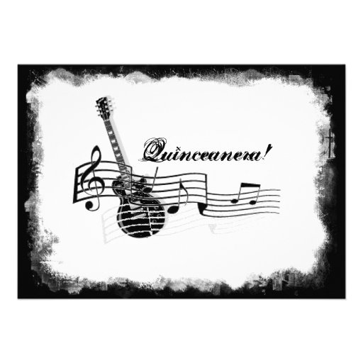 Funky Electric Guitar Music Quinceanera Invitation