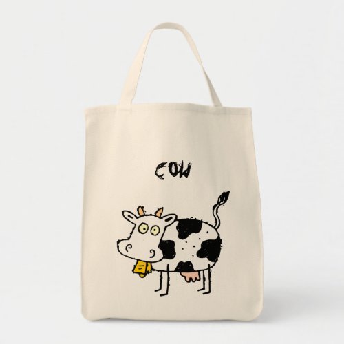Funky Farm Cow Grocery Tote Bag bag