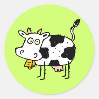 Funky Farm Cow Sticker
