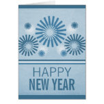 Funky Fireworks New Years Card, Blue