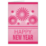Funky Fireworks New Years Card, Pink