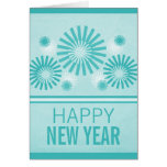 Funky Fireworks New Years Card, Teal