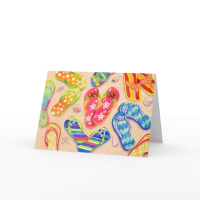 Funky Flip Flops Card by BarbaraBayerArt