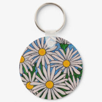 Funky Floral Daisy Key Chain keychains by LisaLorenzPaintings Funky Floral Daisy Key Chain keychains