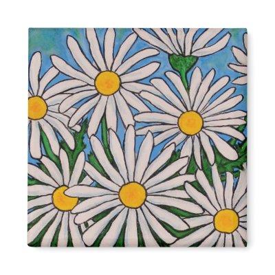 Funky Floral Daisy Magnet by LisaLorenzPaintings