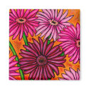 Funky Floral Gerber Daisy Magnet by LisaLorenzPaintings Funky Floral Gerber Daisy Magnet