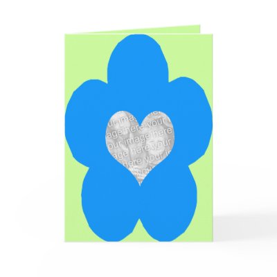 FUNKY FLORAL - heart - blue Card by YourPhotoCards