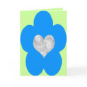FUNKY FLORAL - heart - blue cards