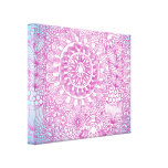 funky floral lattice pattern turquoise pink stretched canvas print