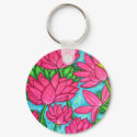 Funky Floral - Lotus Key Chain keychains by LisaLorenzPaintings Funky Floral - Lotus Key Chain keychains
